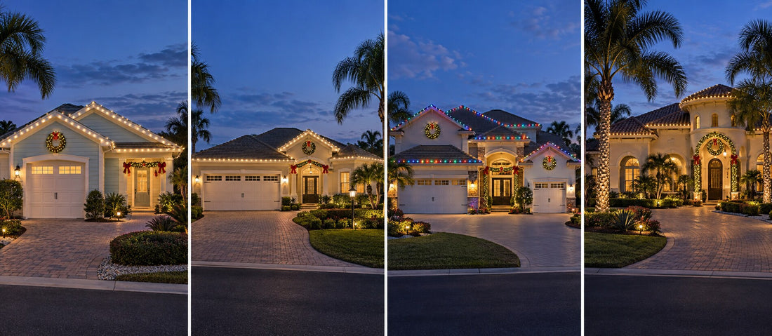 Christmas lighting package options for villas, Designer Homes, and Premier Homes in The Villages Florida