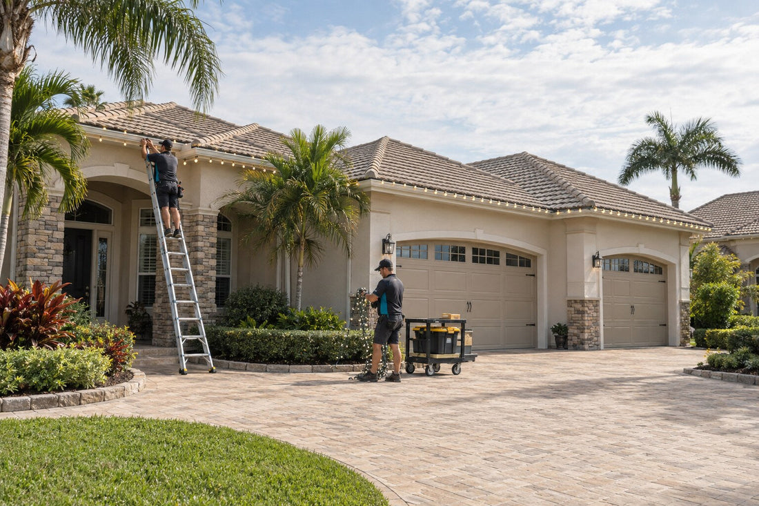 Professional Christmas light installation at a home in The Villages Florida