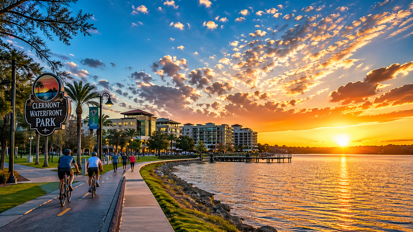 Outdoor lighting in Clermont Florida enhances waterfront parks, residential landscapes, and outdoor living areas