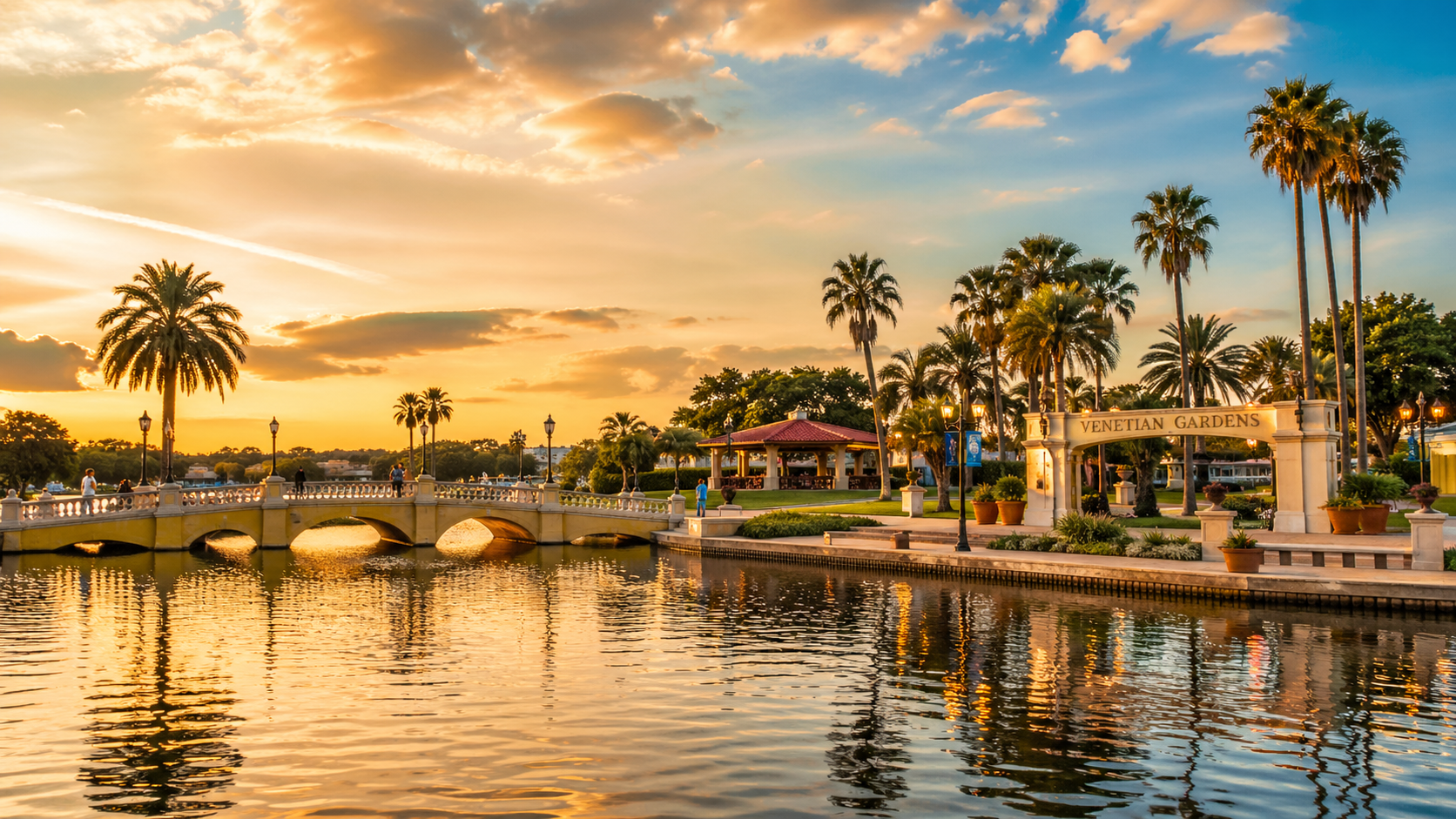 Outdoor lighting in Leesburg Florida enhances Venetian Gardens, waterfront walkways, and outdoor gathering areas